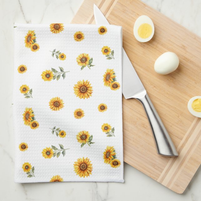 Patrón girasol Toalla de cocina grande (Doblado Cuarto)