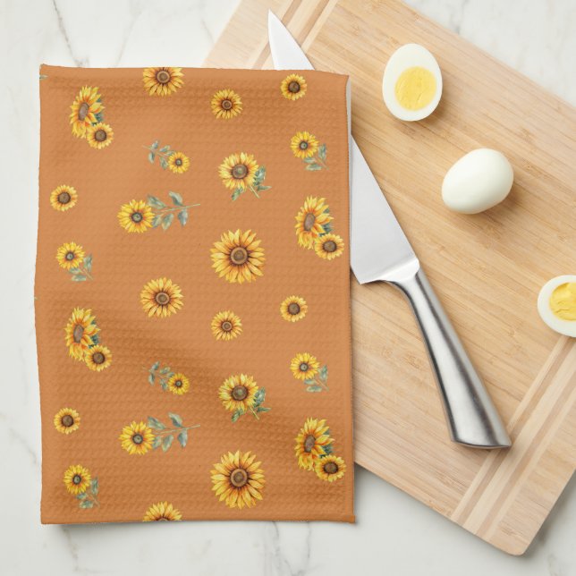 Patrón girasol Toalla de cocina grande (Doblado Cuarto)