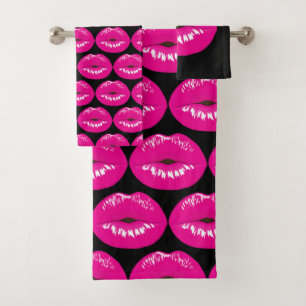 Patrón glamoroso de los labios rosados calientes