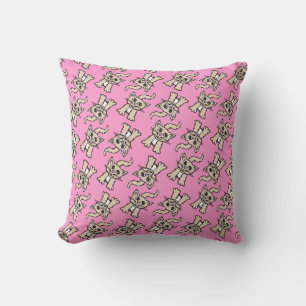 Patrón gráfico de gato almohada rosa marrón