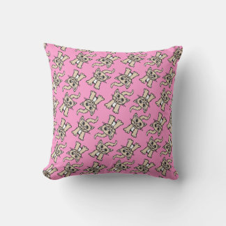 Patrón gráfico de gato almohada rosa marrón