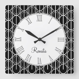 Patrón gráfico ovalado reloj de pared de nombre bl