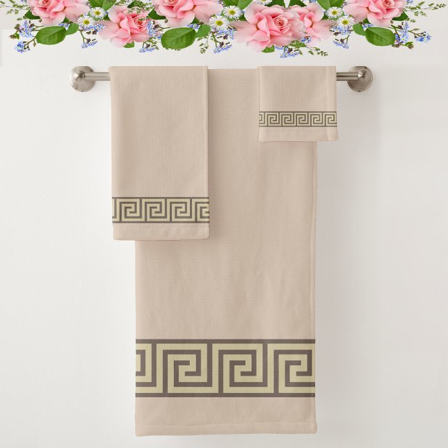 Patrón griego elegante en beige de arena y marrón (Subido por el creador)