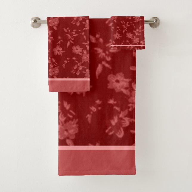 Patrón gris floral rojo intenso (In situ)
