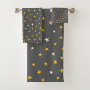 Patrón gris moderno estrellas amarillas blancas