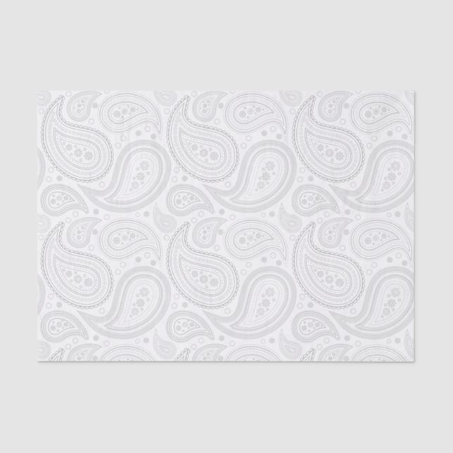 Patrón gris paisley sobre papel blanco (Anverso)