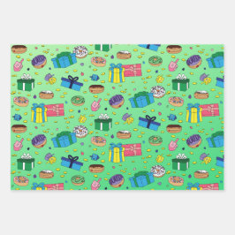 Patrón Hanukkah - Papel de ajuste 3 Hoja plana