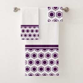 Patrón hexagonal de morado y blanco