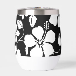 PATRÓN HIBISCO HAWAIANO (HULA) EN NEGRO