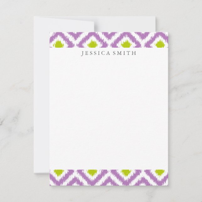 Patrón Ikat de Diamantes Verde Púrpura (Anverso)