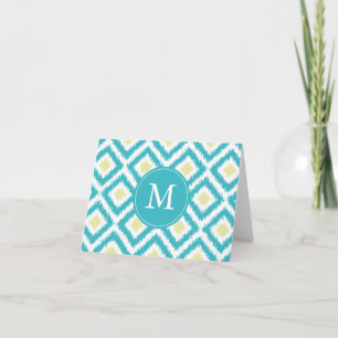 Patrón ikat monogramado de diamantes de limón