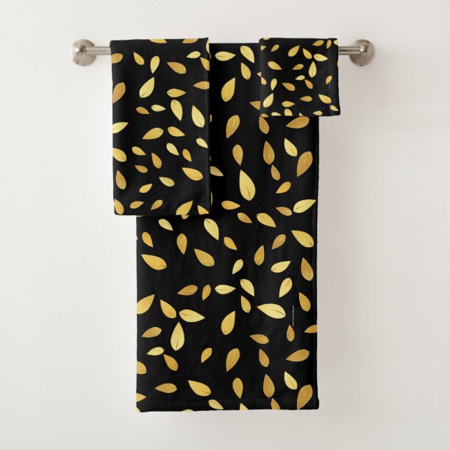 Patrón ilustrado de hojas modernas de oro y negro (In situ)