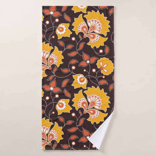 patrón indio de estilo floral sin fisuras en br (Toalla de baño)