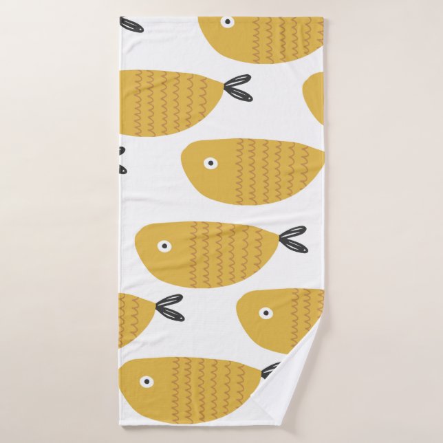 Patrón infantil sin foco con peces divertidos. Cre (Toalla de baño)