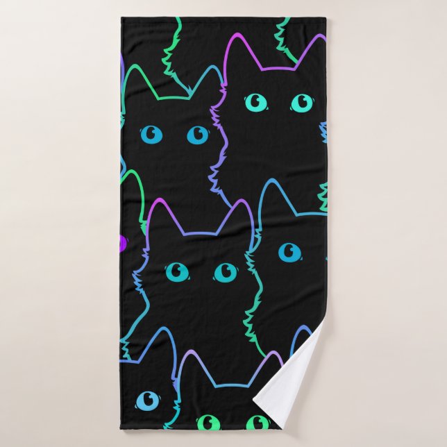 patrón ininterrumpido de siluettespatrón de gato l (Toalla de baño)