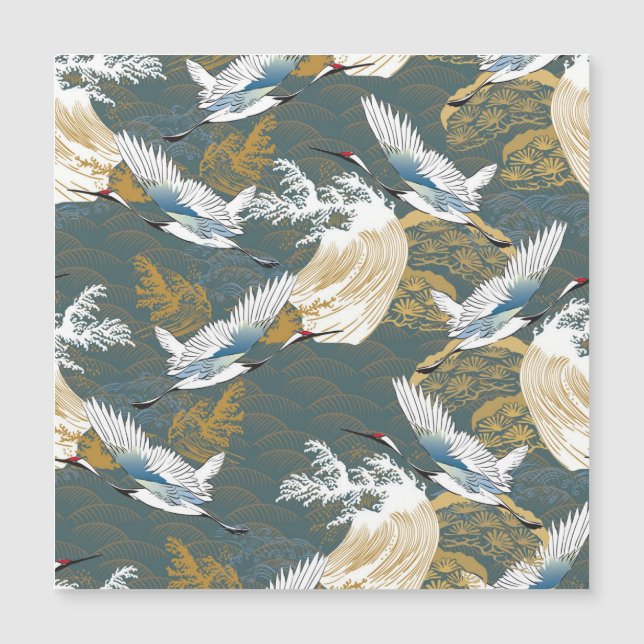 Patrón japonés de aves de gránulas vintage (Anverso)