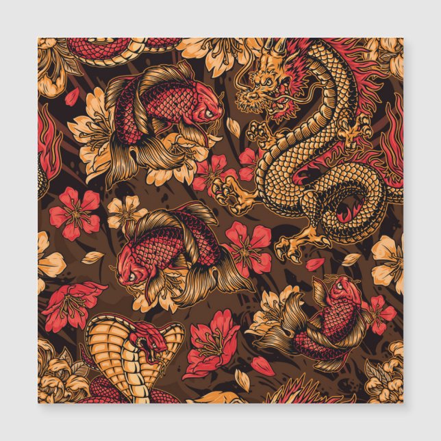 Patrón koi del dragón japonés. (Anverso)