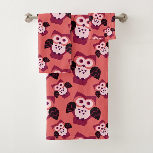 Patrón lindo de búhos rosados (In situ)