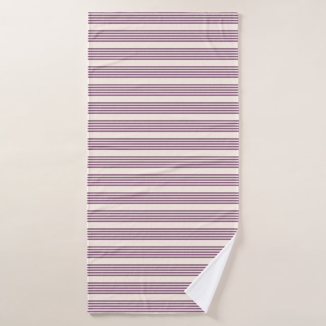 Patrón malva morado y beige de cinco rayas (Toalla de baño)