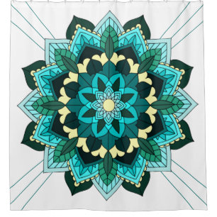 Patrón Mandala 02 en cortina de ducha acuática
