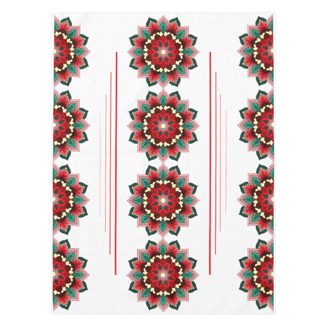 Patrón Mandala 02 en manteles rojos (Anverso)