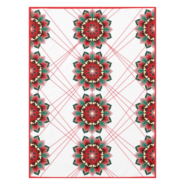 Patrón Mandala 02 en manteles rojos (Anverso)