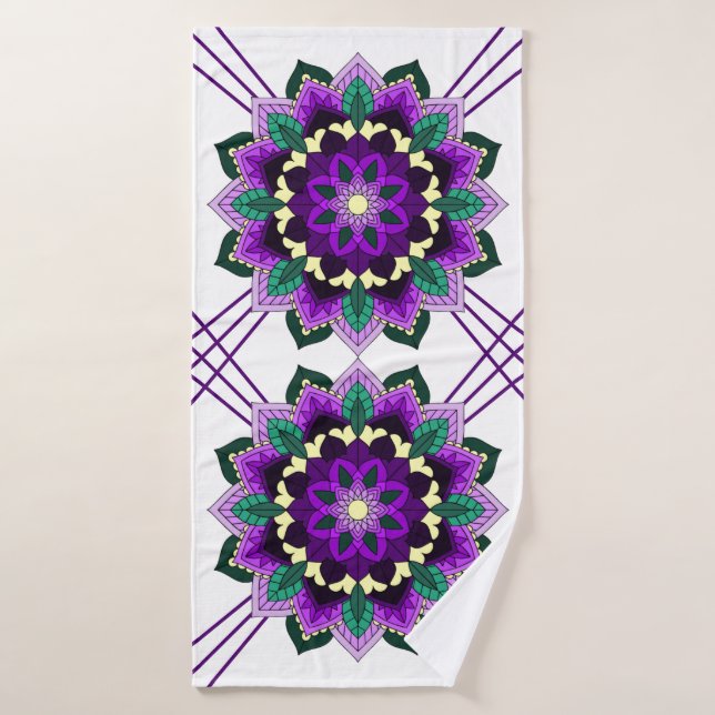 Patrón Mandala 02 en morado (Toalla de baño)