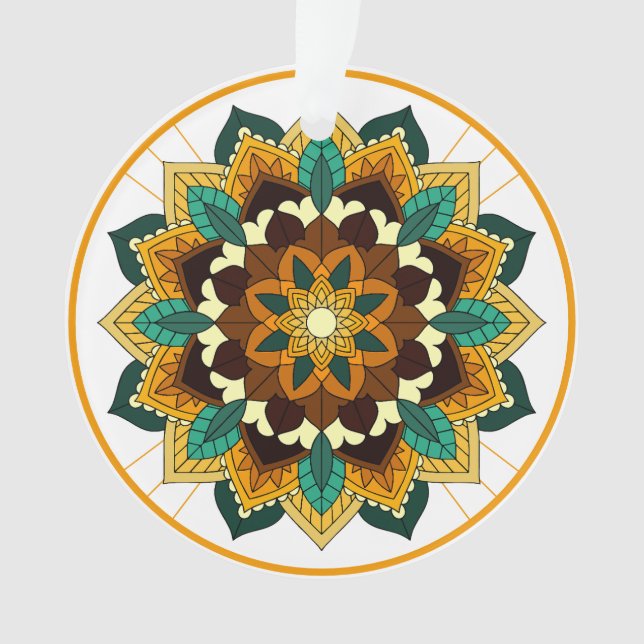 Patrón Mandala 02 en ornamento amarillo y broncead (Anverso)