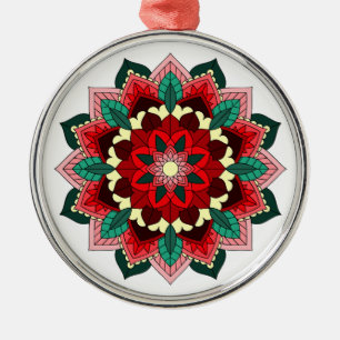 Patrón Mandala 02 en ornamento Metalizado rojo