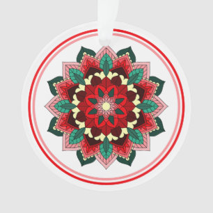 Patrón Mandala 02 en ornamento rojo