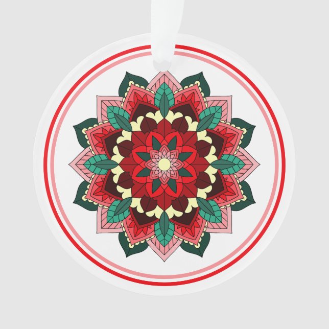 Patrón Mandala 02 en ornamento rojo (Anverso)