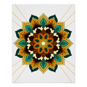 Patrón Mandala 02 en Poster amarillo y bronceado