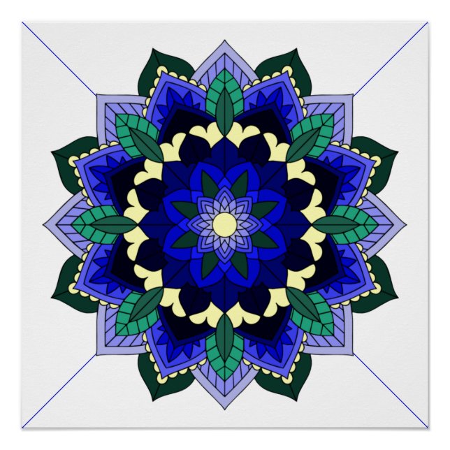 Patrón Mandala 02 en Poster azul oscuro (Anverso)