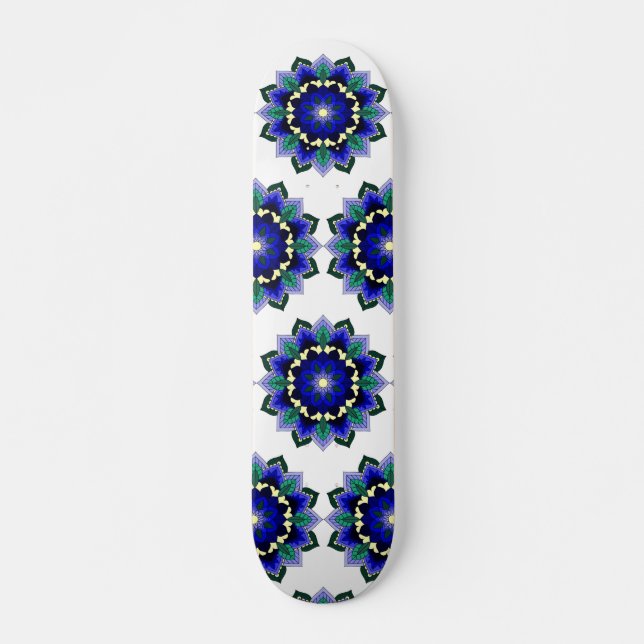 Patrón Mandala 02 en skateboard azul oscuro (Anverso )