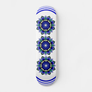 Patrón Mandala 02 en skateboard azul oscuro