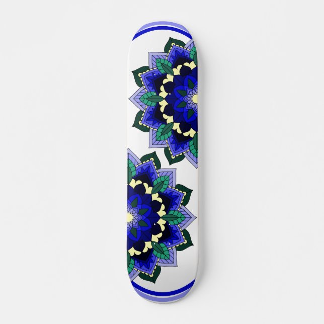 Patrón Mandala 02 en skateboard azul oscuro (Anverso )
