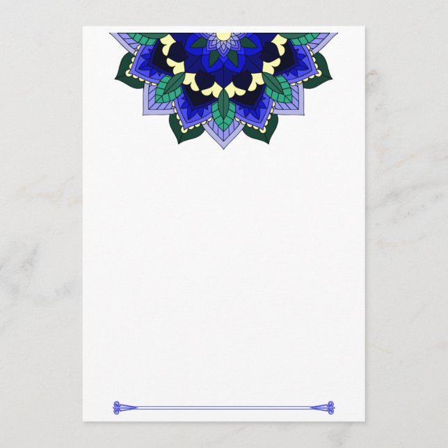 Patrón Mandala 02 en tarjeta de consejo azul oscur (Anverso)