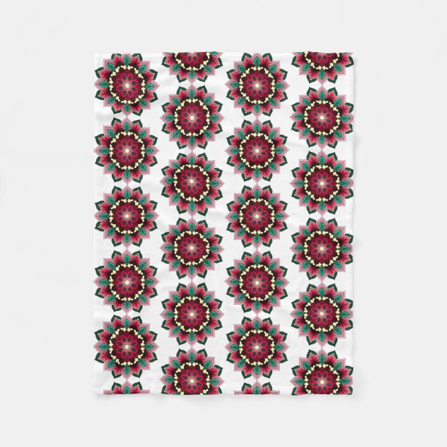 Patrón Mandala 02 en una manta de lana rosa profun (Anverso)