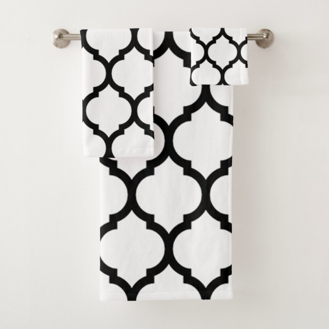 Patrón marroquí de cuatro hojas blanco y negro (In situ)