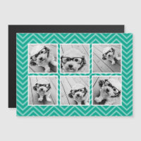 Patrón Mint Chevron con Collage de fotos Trendy 6