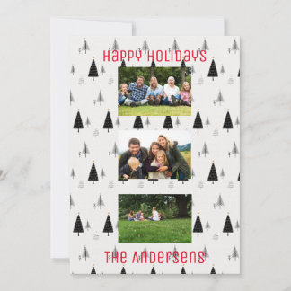 Patrón moderno de árbol de Navidad en blanco y neg