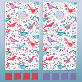 Patrón moderno de aves y flores silvestres