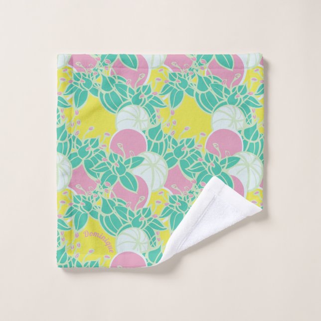 Patrón moderno de barras y flores neón personaliza (Toallita)