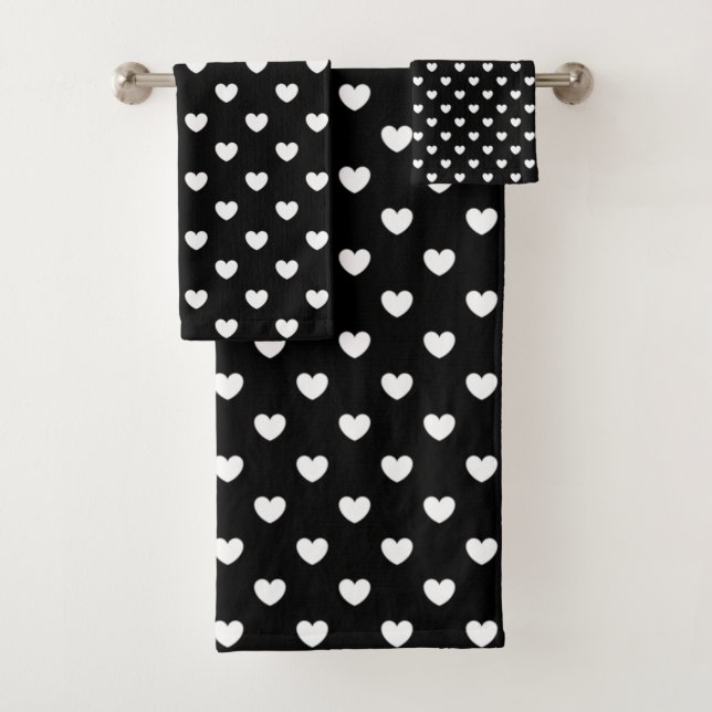 Patrón moderno de corazones blancos y negros (In situ)