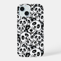 Patrón moderno de oso panda lindo en blanco y negr