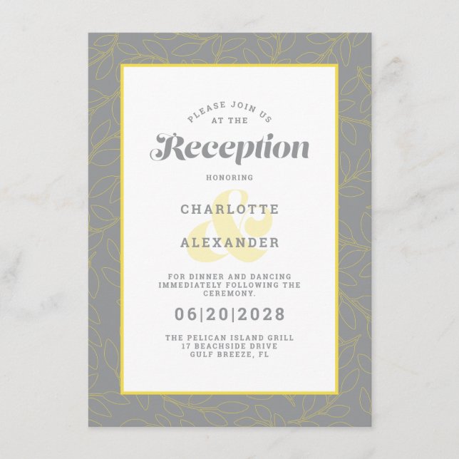 Patrón moderno de recepción de bodas amarillas y g (Anverso)