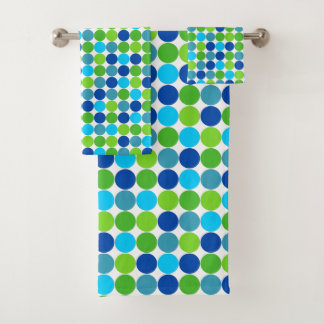 Patrón moderno verde polka-punto azul