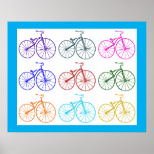 Patrón multicolor de impresión vintage de biciclet