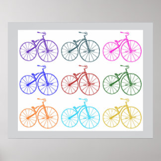Patrón multicolor de impresión vintage de biciclet