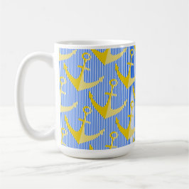 Patrón naumático anclaje amarillo taza de café